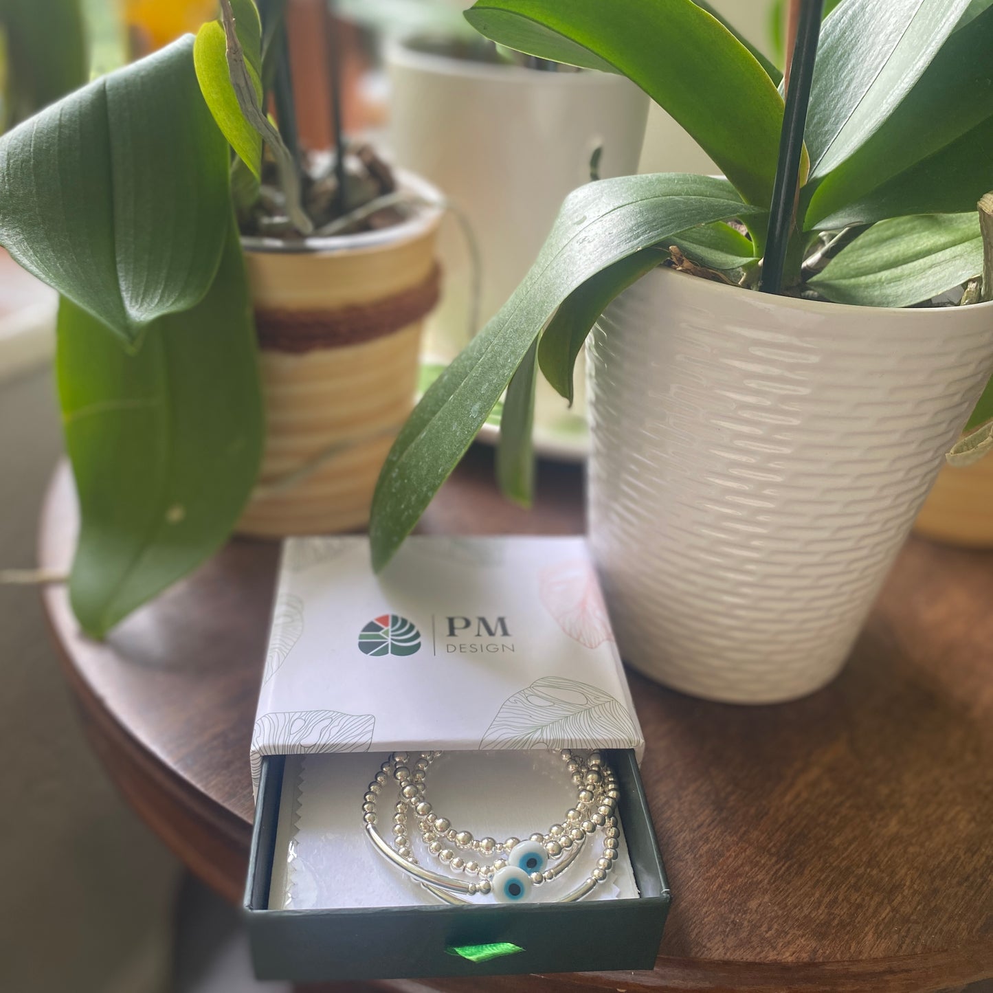 sterling silver evil eye charm stretchy bracelet women stacking beaded jewelry gift