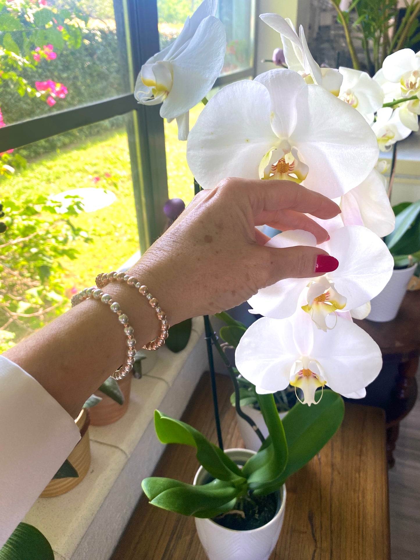 Silver rose mix gold filled Rhinestone Crystal Stretchy Stacked beaded Bracelet classic look jewelry gift