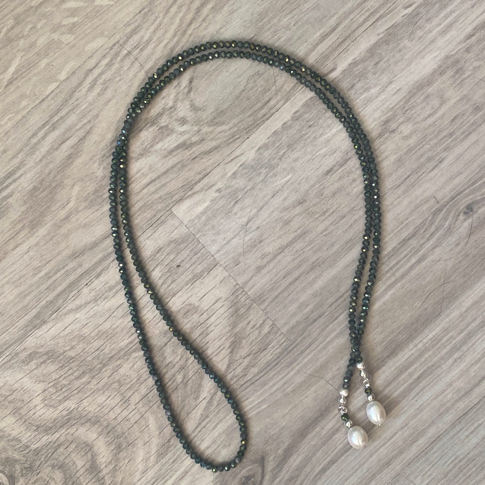 Long Necklace Crystal with Freshwater Pearls