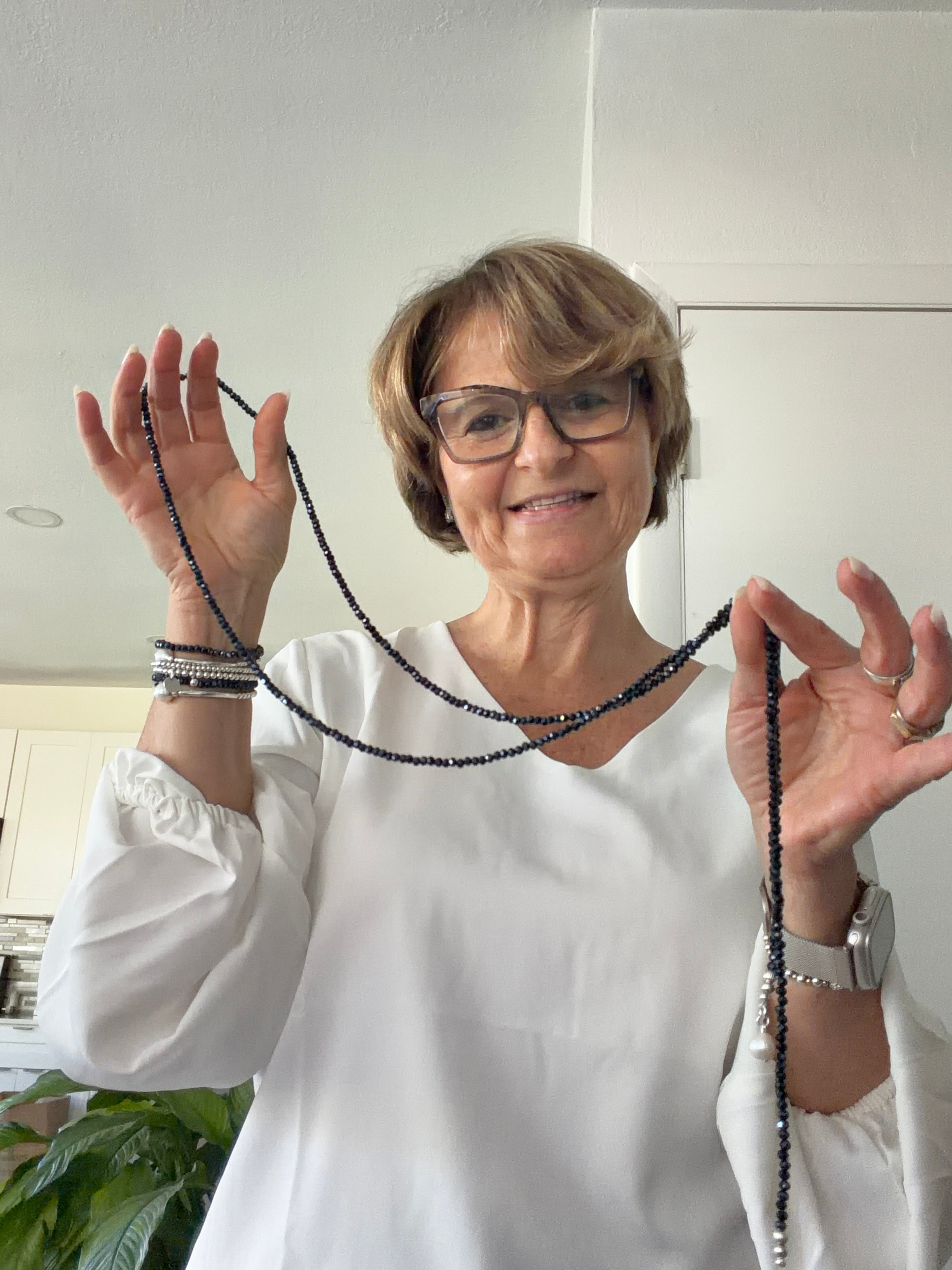 Long Necklace Crystal with Freshwater Pearls