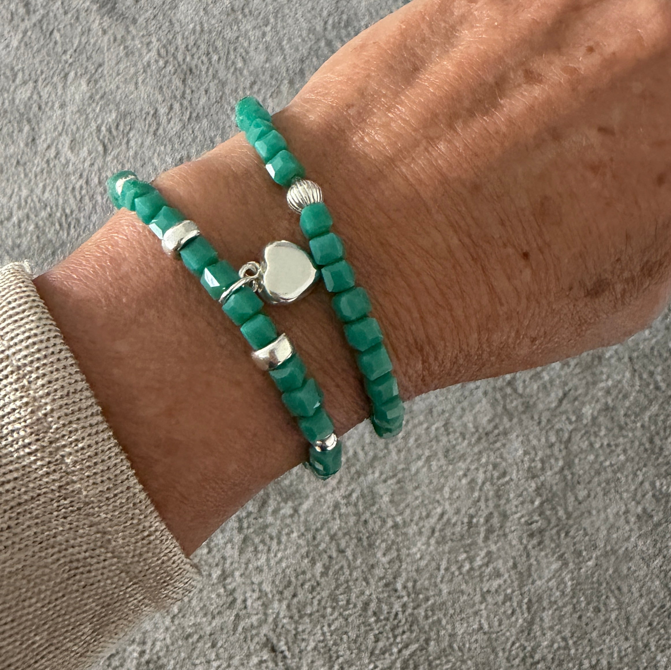 Green Crystal Necklace and Bracelet Set
