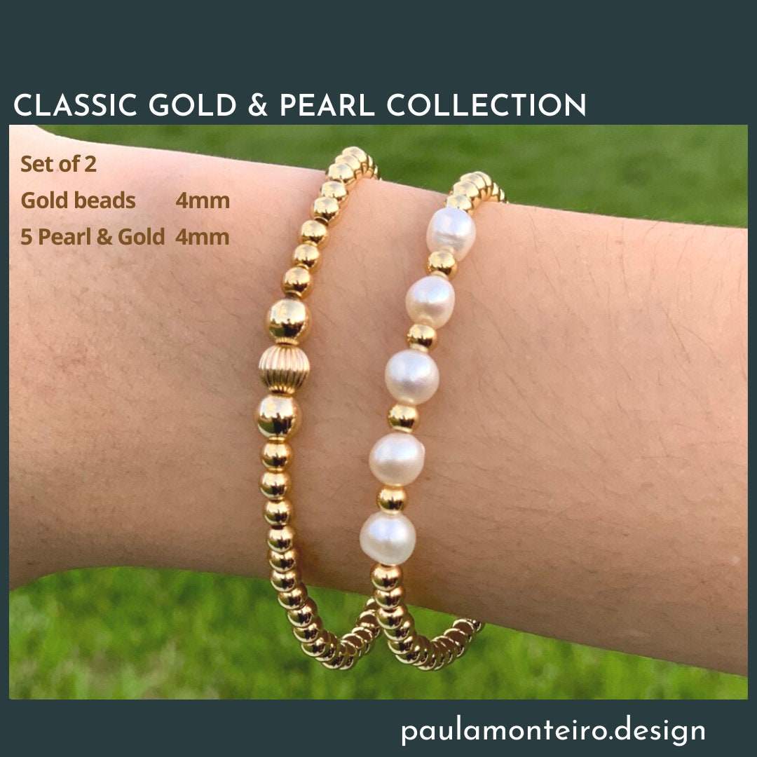 Gold filled pearl bracelet wedding jewelry pearls set bridesmaid gold filled gift mother day gift idea gold valentines girlfriend love gift