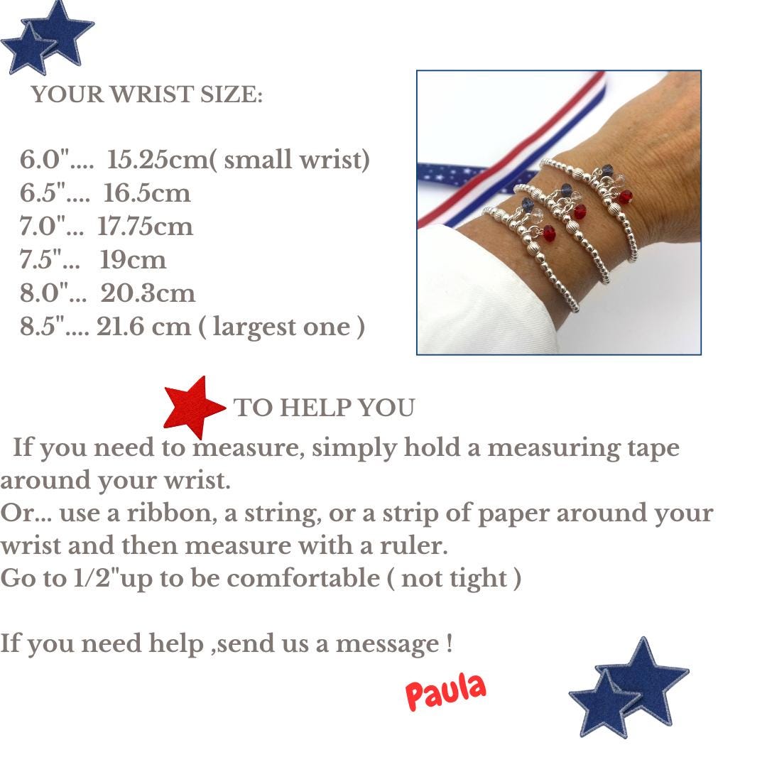 Patriotic crystal charm bracelet silver flag jewelry 4th of July gift set