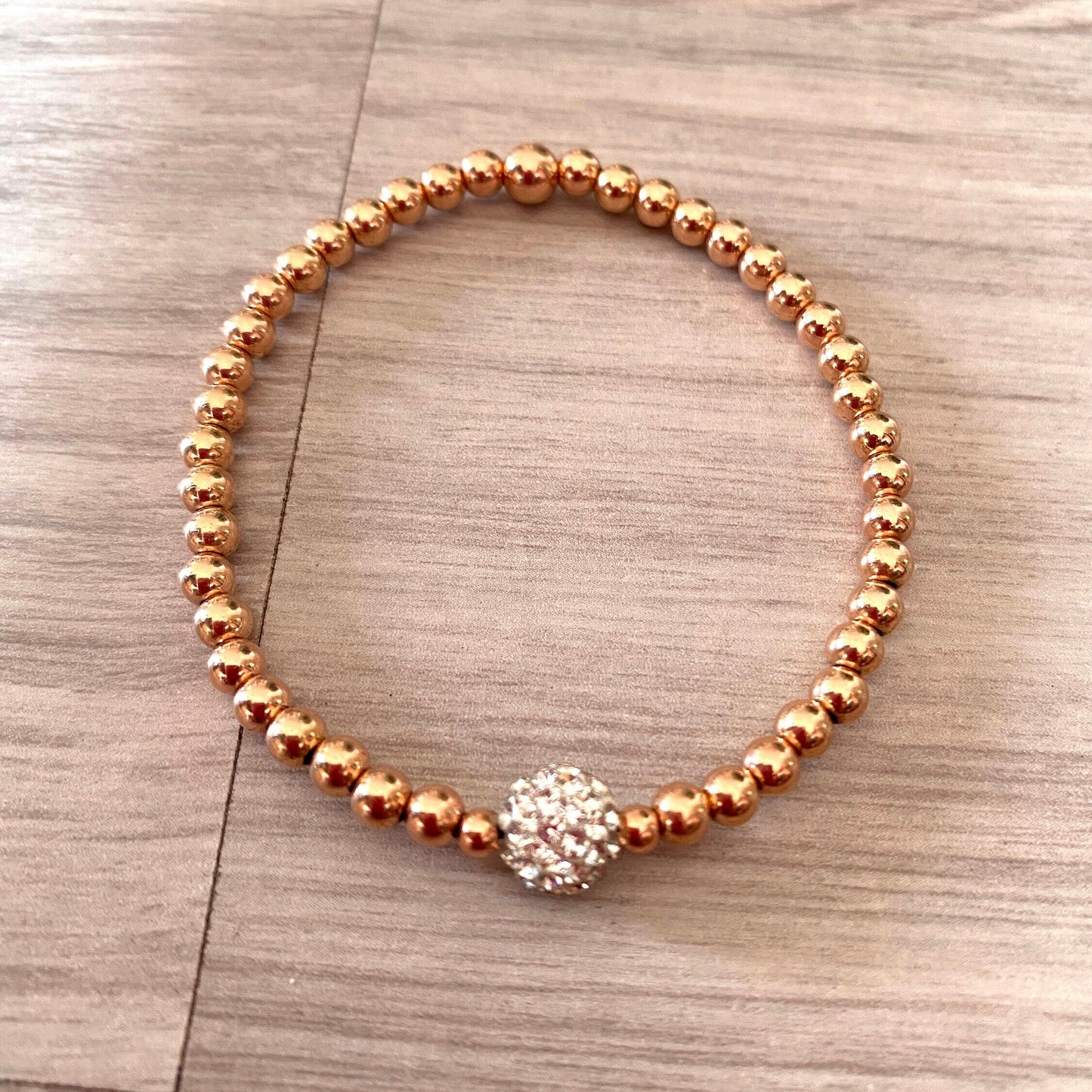 Elegant Rose Gold Crystal Stretch Bracelet Gift for Her