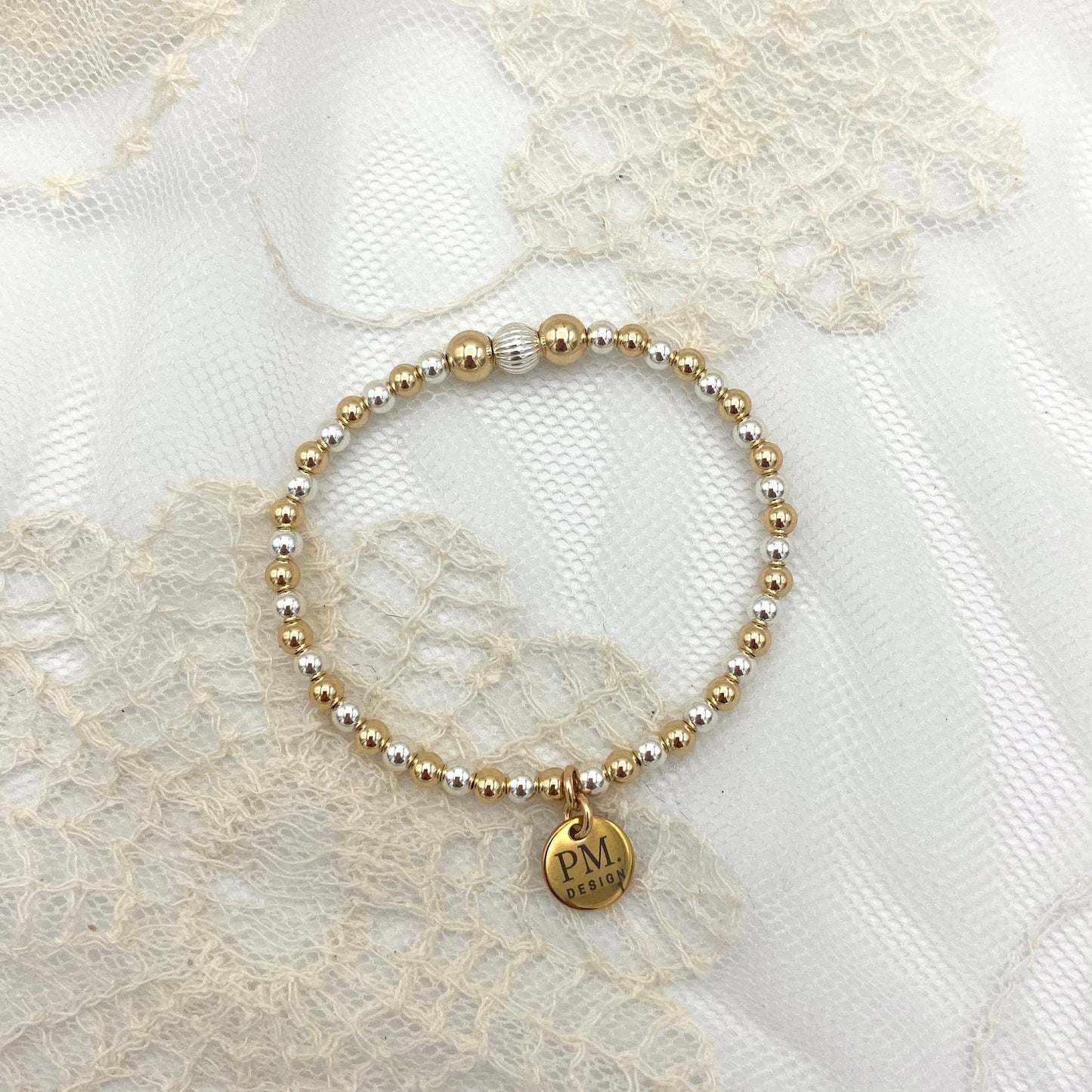 Beaded Silver and Gold Bracelet Set Stacking Everyday Jewelry Gift for Her