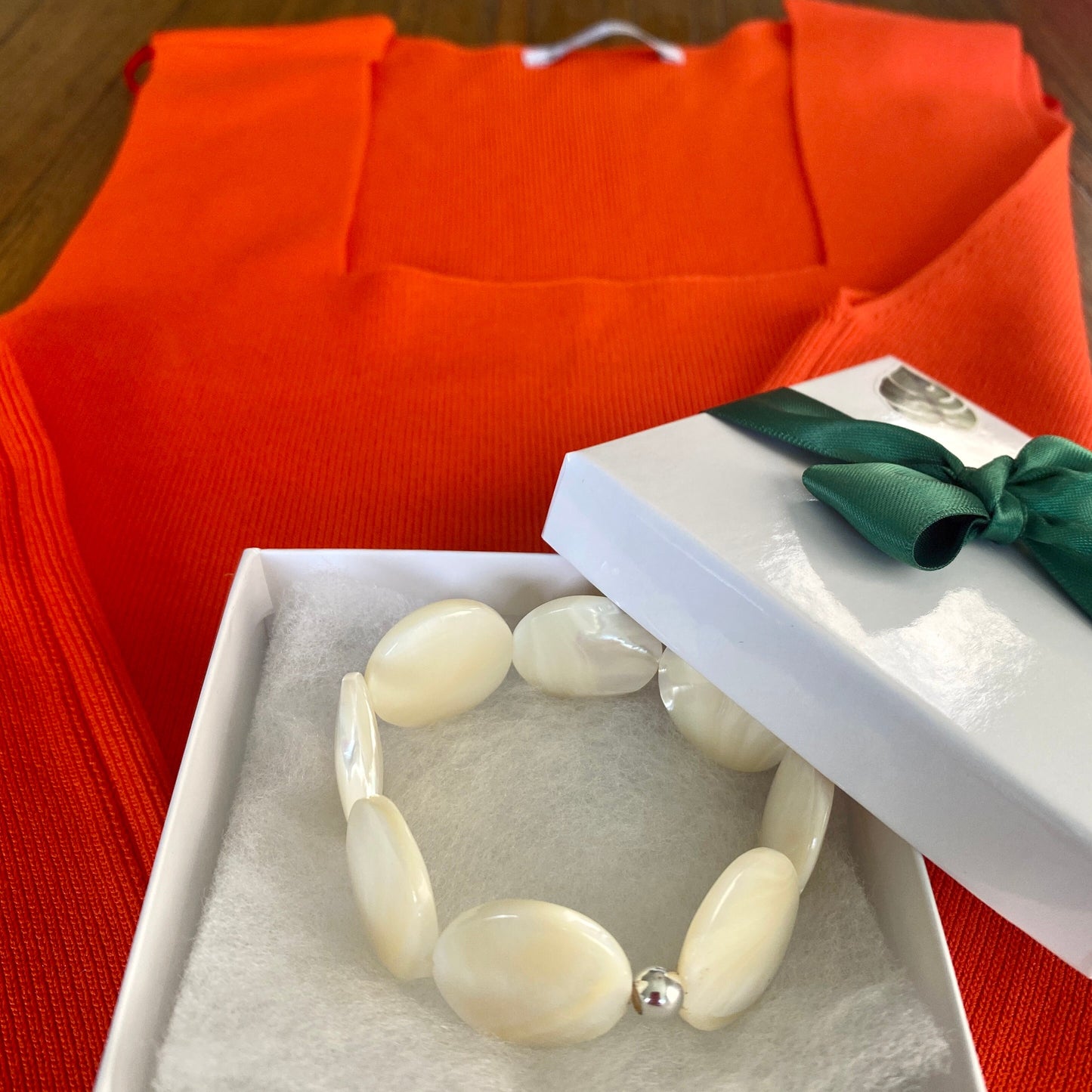 Maxi Mother of Pearls sterling silver bracelet large pearl stretchy jewelry maximalist women gift