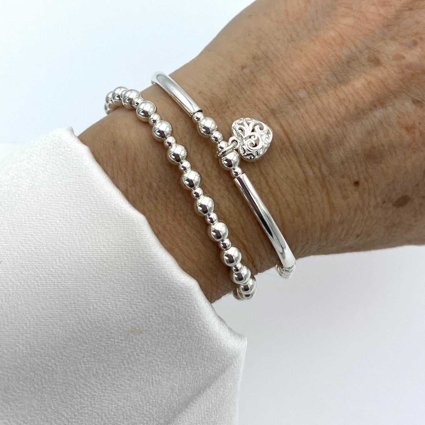 Birthstone and silver heart charm bracelet for her a beautiful lifetime gift