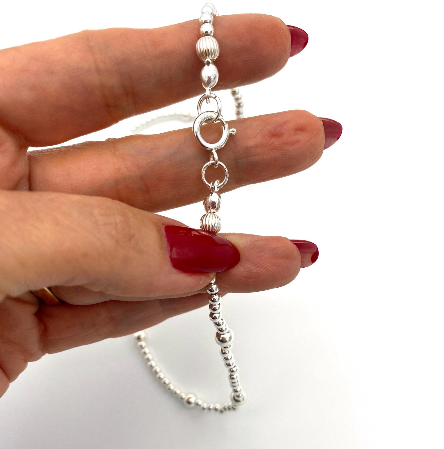 Sterling Silver Bead Necklace Personalized Layering Jewelry for Women