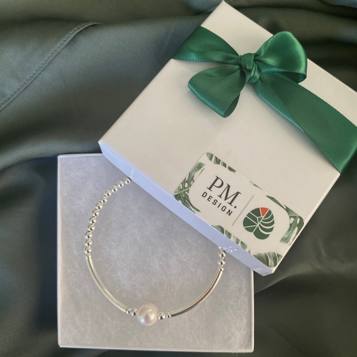 Sterling silver pearl bracelet and earrings set bridesmaid gift delicate bridal jewelry for bride or mother of the bride