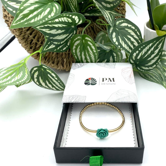 Gold filled flower bracelet spring colors dainty rose jewelry gift for women birthday or mom present