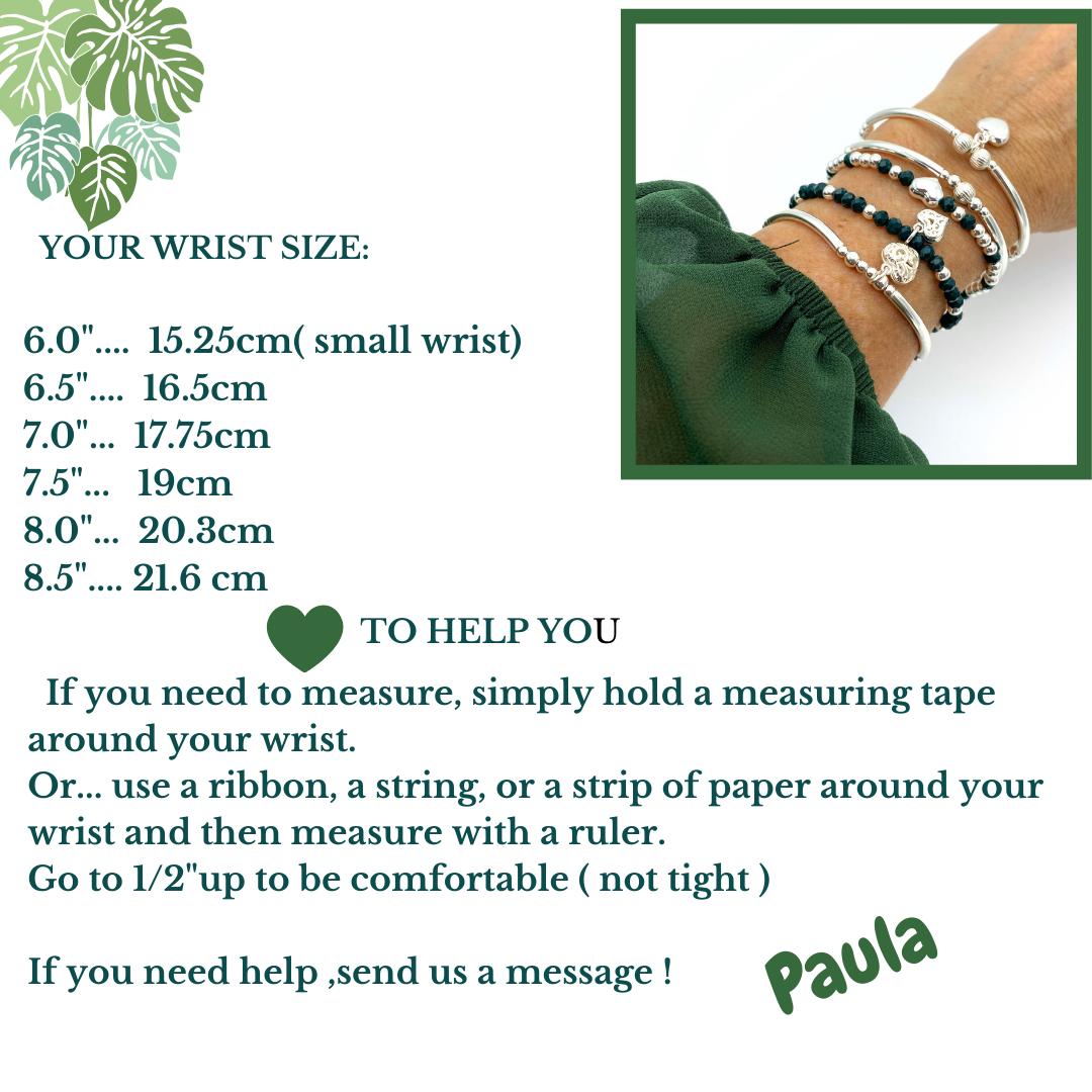 Sterling silver dark green crystal bracelet set heart charm personalized women jewelry gift