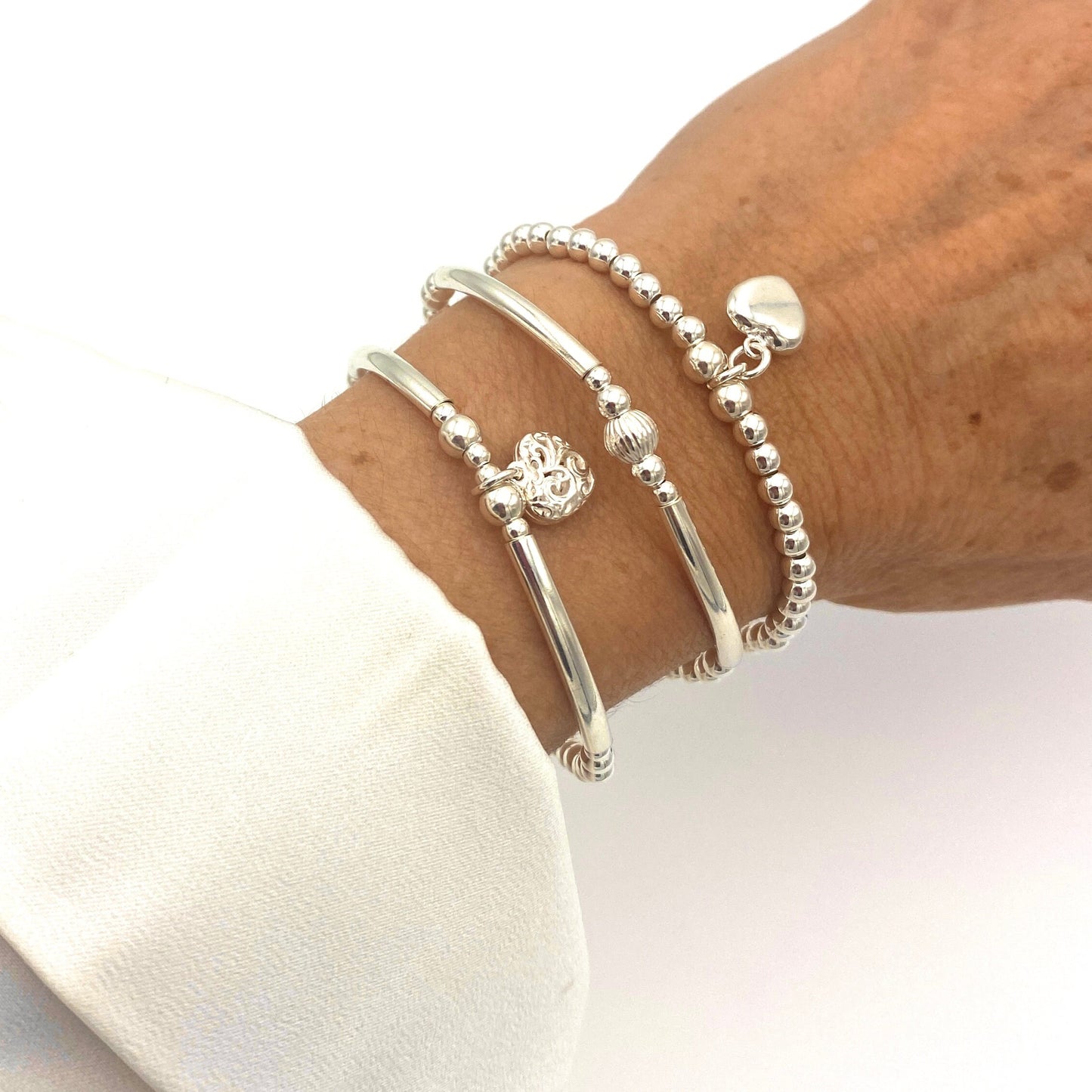 Birthstone and silver heart charm bracelet for her a beautiful lifetime gift