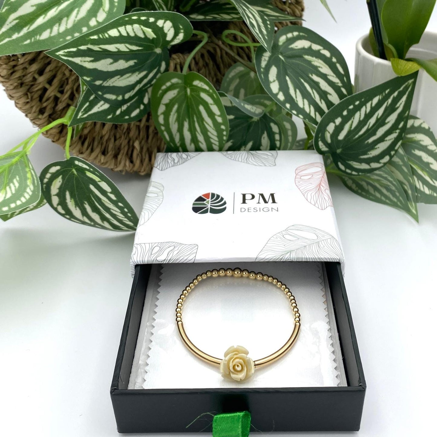 Gold filled flower bracelet spring colors dainty rose jewelry gift for women birthday or mom present