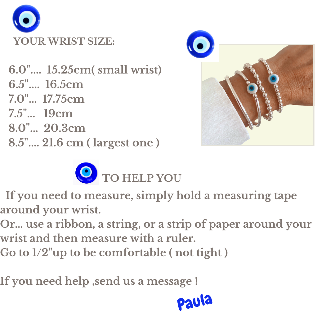 sterling silver evil eye charm stretchy bracelet women stacking beaded jewelry gift