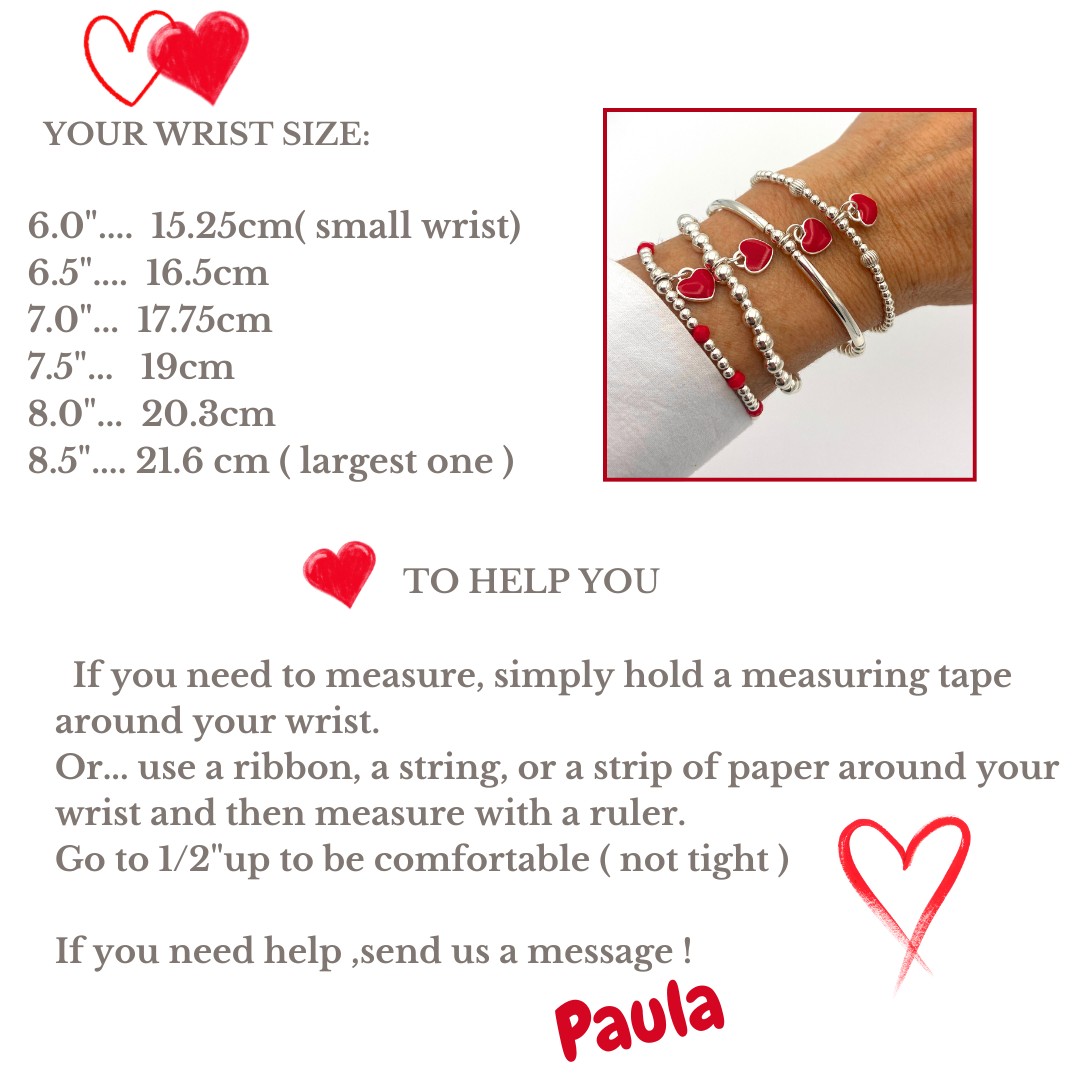 Silver red heart charm bracelet set gift for women jewelry