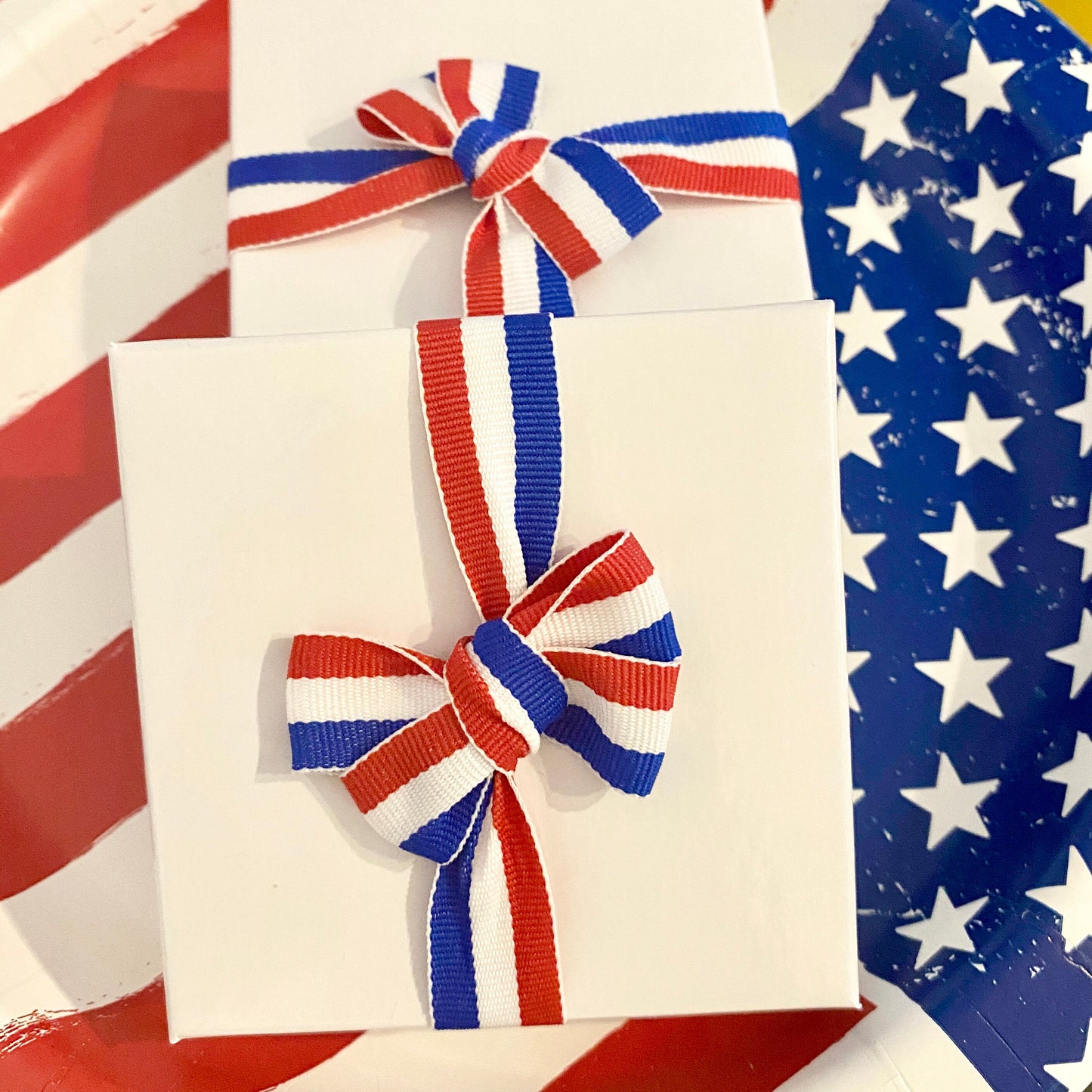 Patriotic stars bracelet set red white blue charms sterling silver USA gift