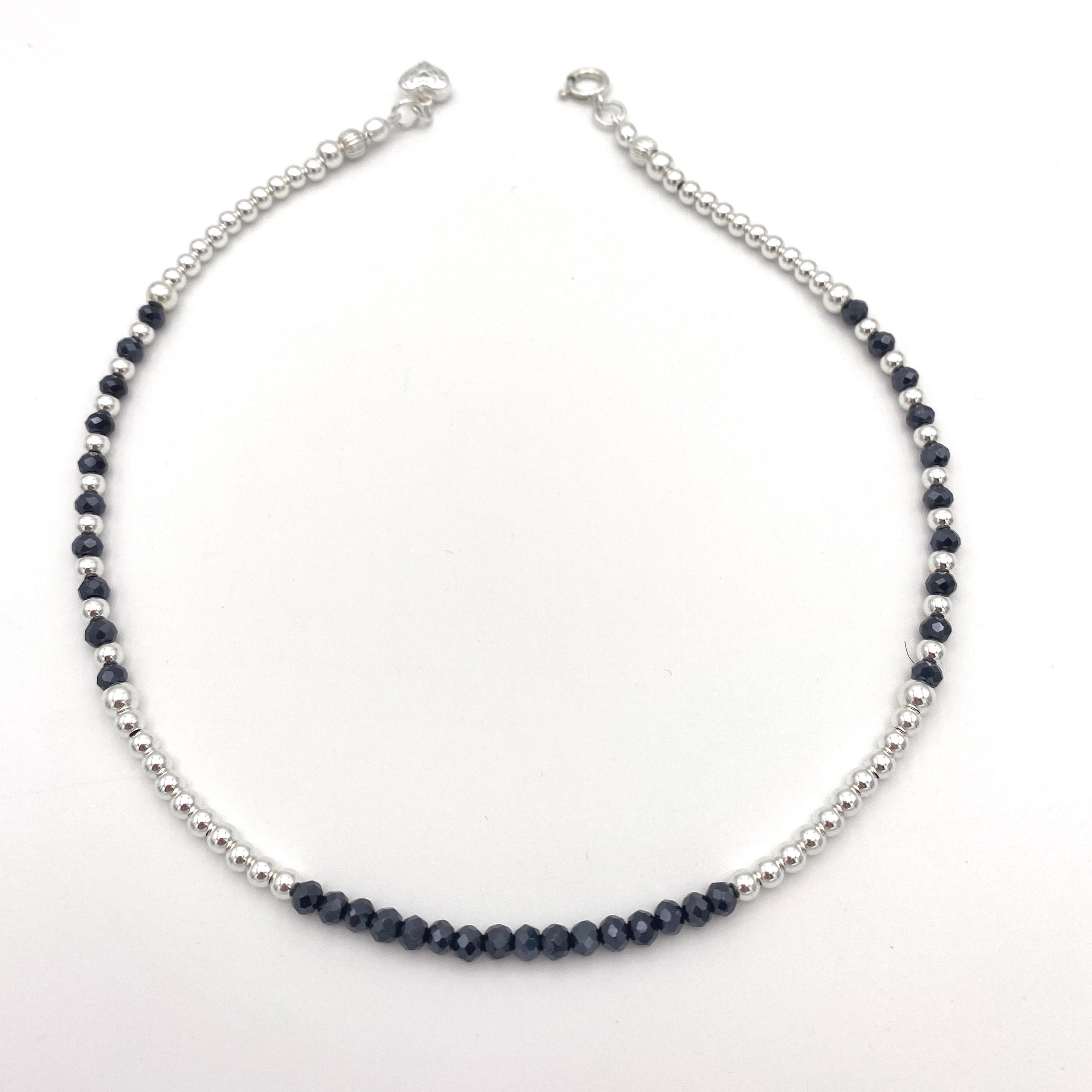 Navy Blue Crystal and Sterling Silver Jewelry Set