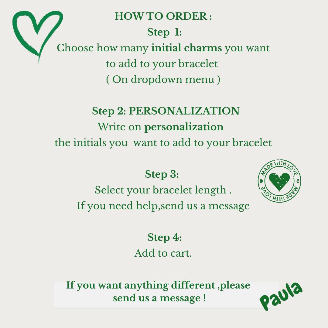 Sterling silver personalized bracelet with name initial and heart charm gift