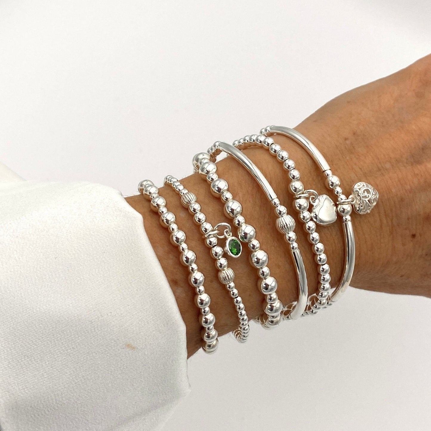 Birthstone and silver heart charm bracelet for her a beautiful lifetime gift