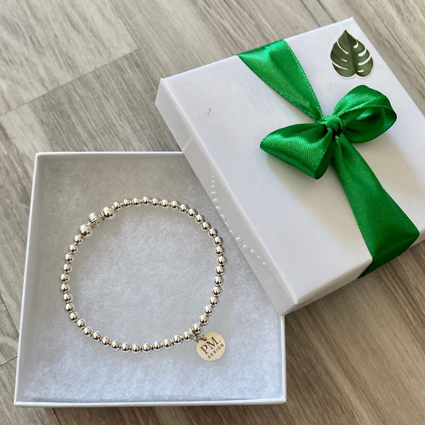 Sterling silver mother of pearls and blue stone bracelet gift for her