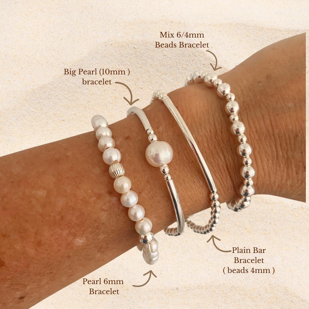 Pearl and sterling silver bracelet wedding jewelry bridesmaid gift classic anniversary set