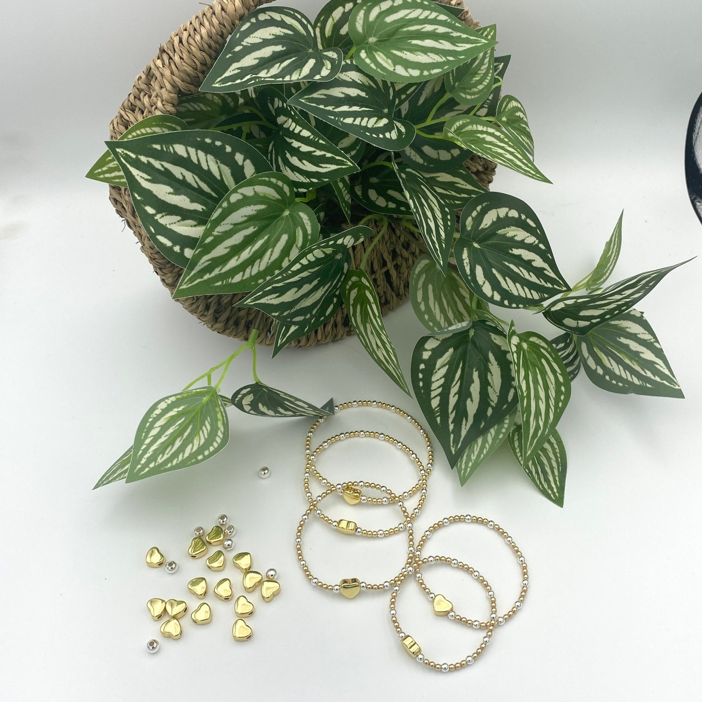 Gold Heart Bracelet Set Women Charm TwoTones Jewelry Stack Silver and Gold Layered Bracelet heart charm jewelry gift bead charm bracelet