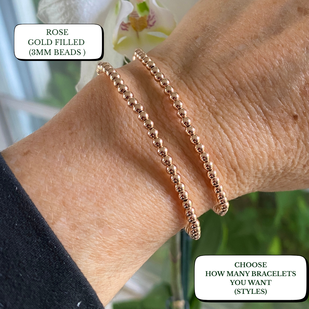 Classic Beaded Bracelet- Sterling Silver • Gold Filled • Rose Gold Filled