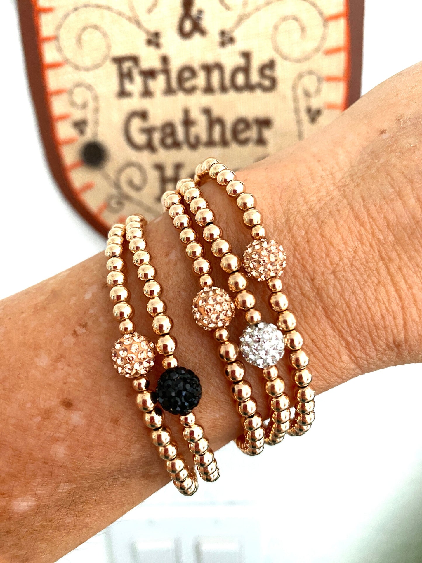 Elegant Rose Gold Crystal Stretch Bracelet Gift for Her