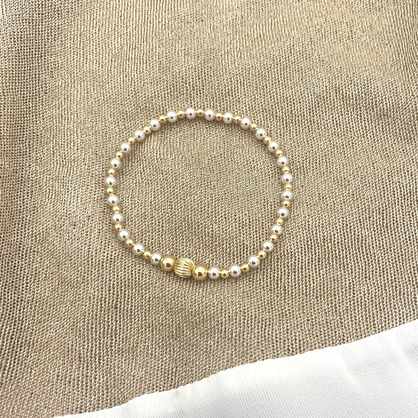 Gold Filled Sterling Silver Bracelet Gold Mix Silver Gift for Mom Jewelry Set Valentine Girlfriend Gift Women Stack Bracelet Jewelry Gift