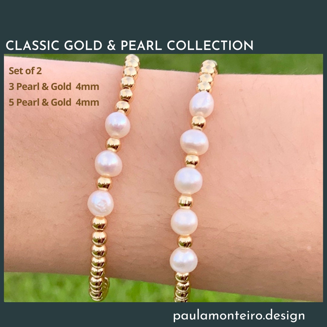 Gold filled pearl bracelet wedding jewelry pearls set bridesmaid gold filled gift mother day gift idea gold valentines girlfriend love gift