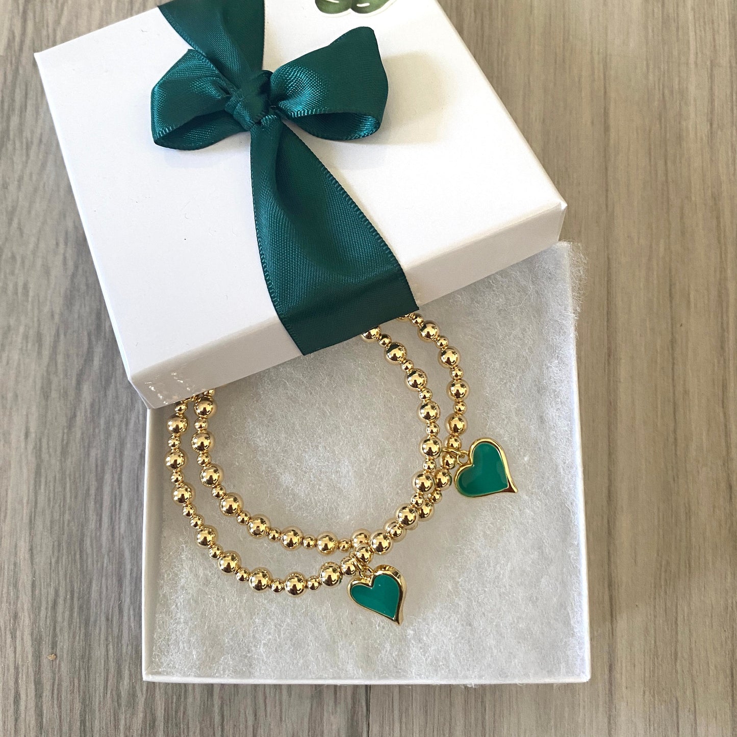 Gold red green charm bracelet women gold heart jewelry personalized heart charm bracelet gold mother gift idea charm jewelry gift for her