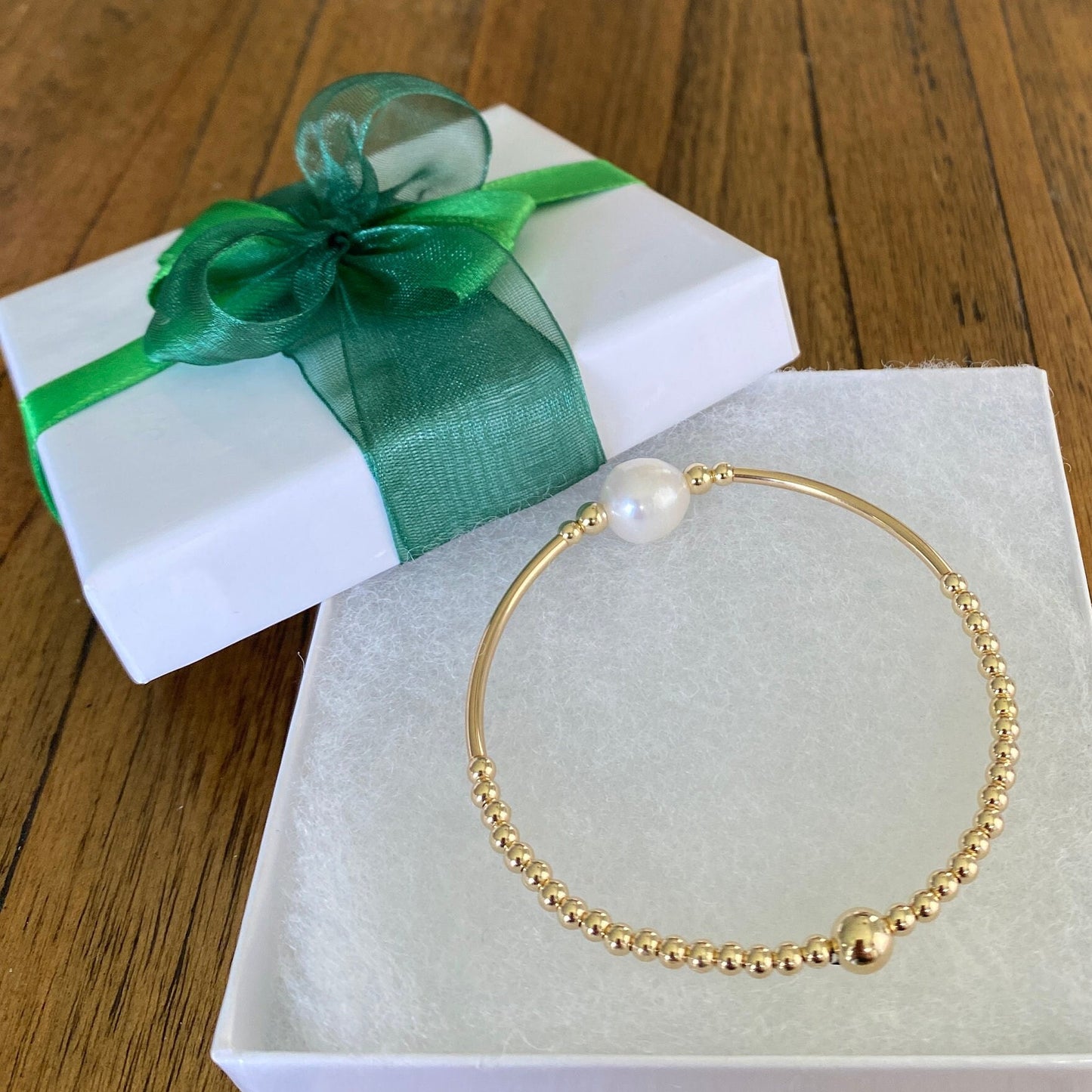 Gold filled Pearl beaded bracelet women personalized jewelry gift wedding handmade accessory set