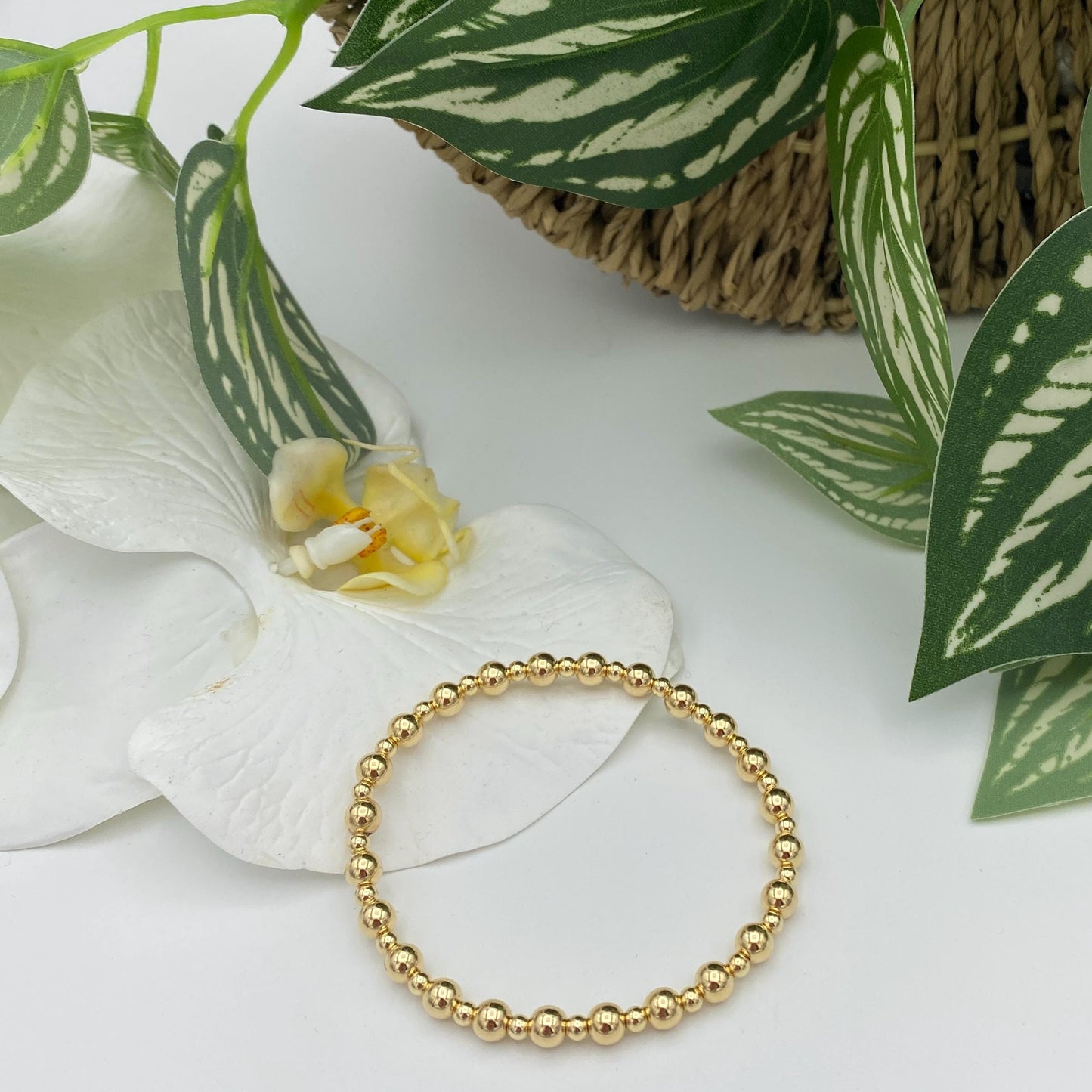 Gold filled white flower charm set pearl clover gold charm women jewelry wedding pearl charm gold set elegant bracelet earrings gift for mom