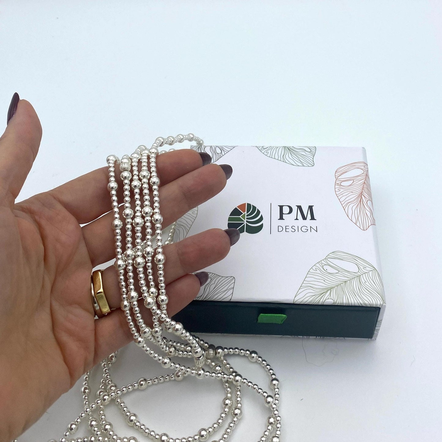 Sterling Silver Bead Necklace Personalized Layering Jewelry for Women