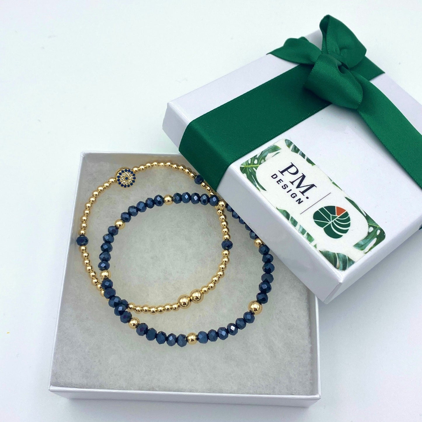 Blue Crystal Evil Eye Bracelet Gold Heart Jewelry Gift