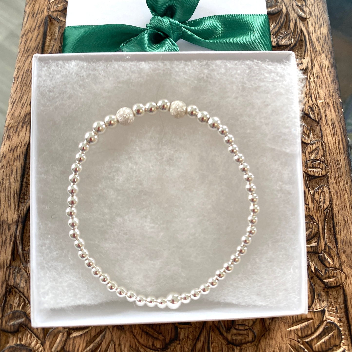 Sterling Silver Blue Gemstone Bracelet Set with Tiger Eye and Stardust Beads