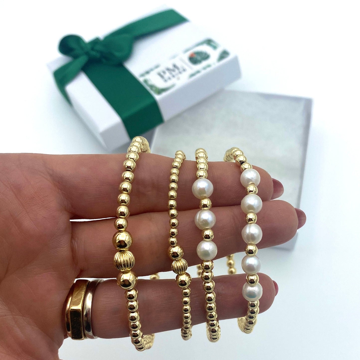 Gold filled pearl bracelet wedding jewelry pearls set bridesmaid gold filled gift mother day gift idea gold valentines girlfriend love gift