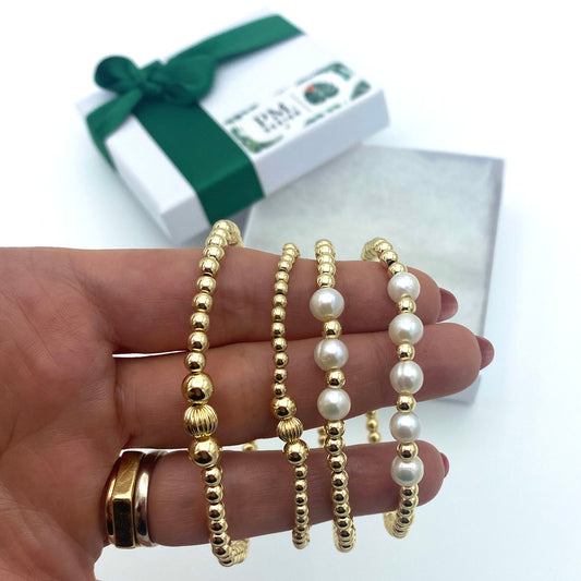 Gold filled pearl bracelet wedding jewelry pearls set bridesmaid gold filled gift mother day gift idea gold valentines girlfriend love gift