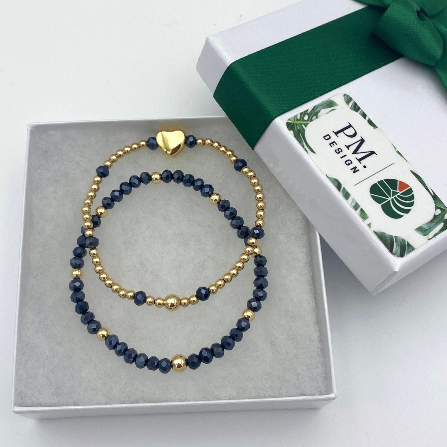 Blue Crystal Evil Eye Bracelet Gold Heart Jewelry Gift