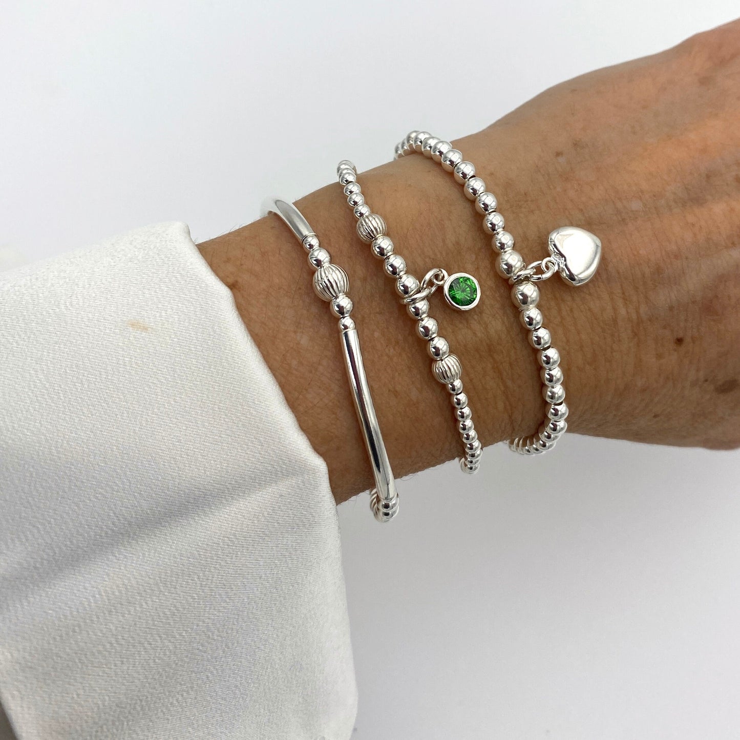Birthstone and silver heart charm bracelet for her a beautiful lifetime gift