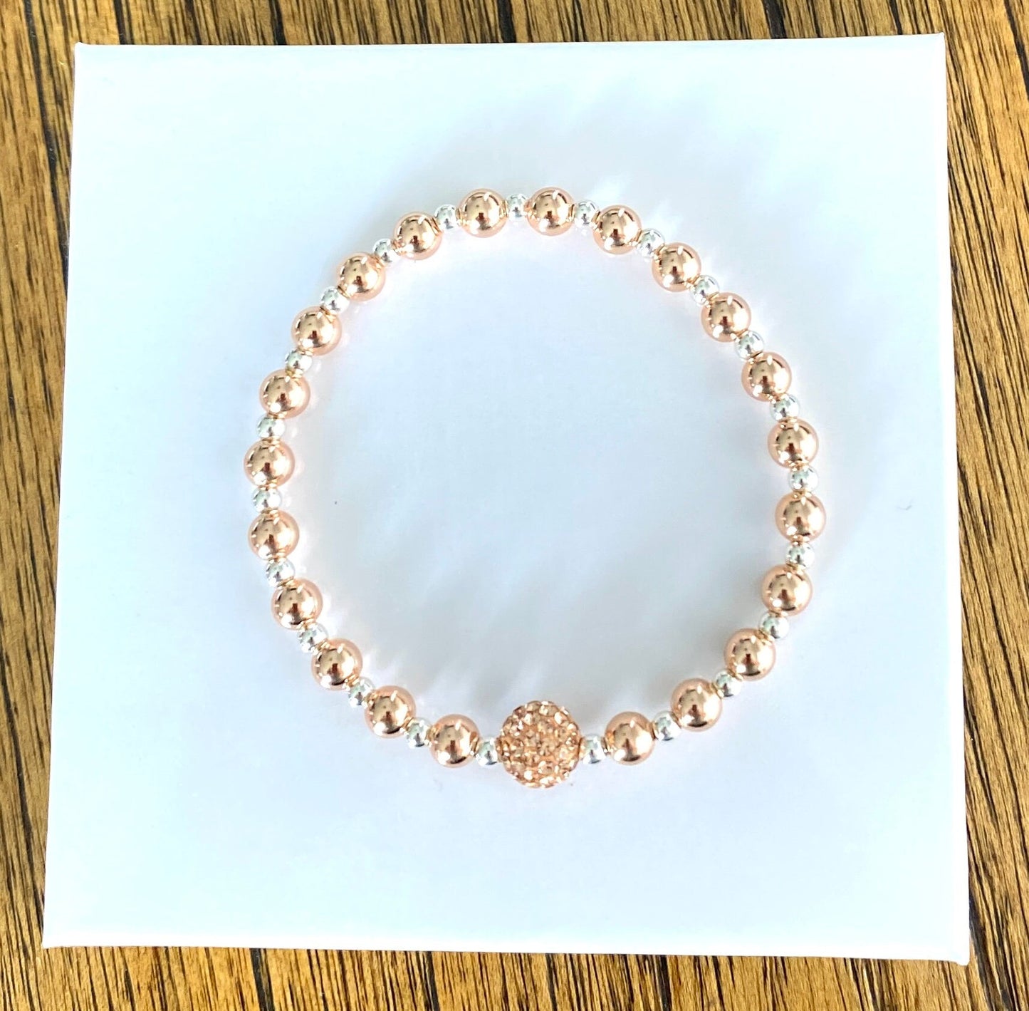 Silver rose mix gold filled Rhinestone Crystal Stretchy Stacked beaded Bracelet classic look jewelry gift