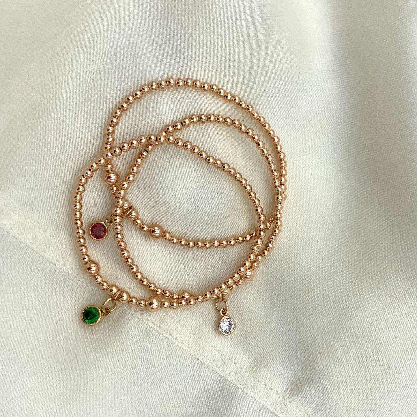 Rose gold birthstone bracelet personalized charm jewelry gift for her