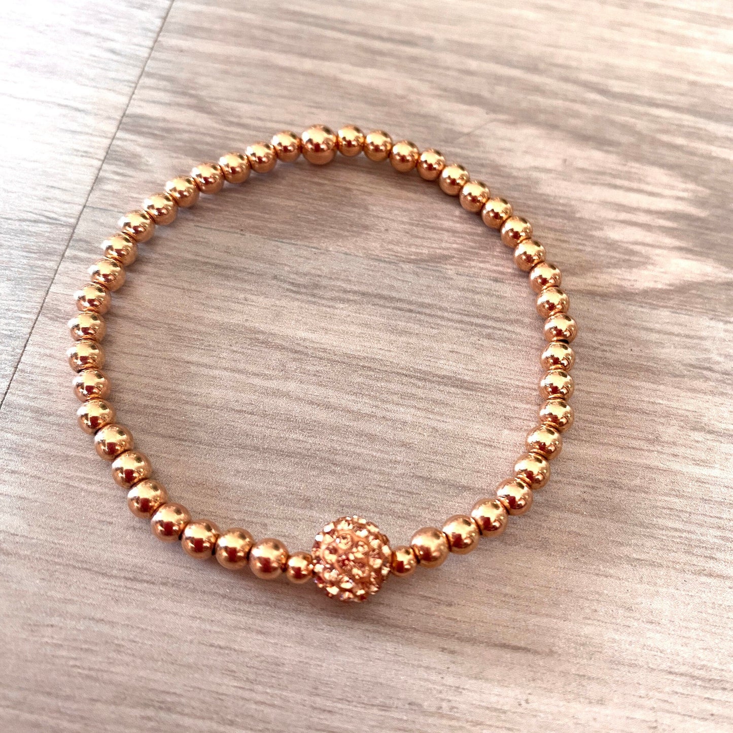 Elegant Rose Gold Crystal Stretch Bracelet Gift for Her