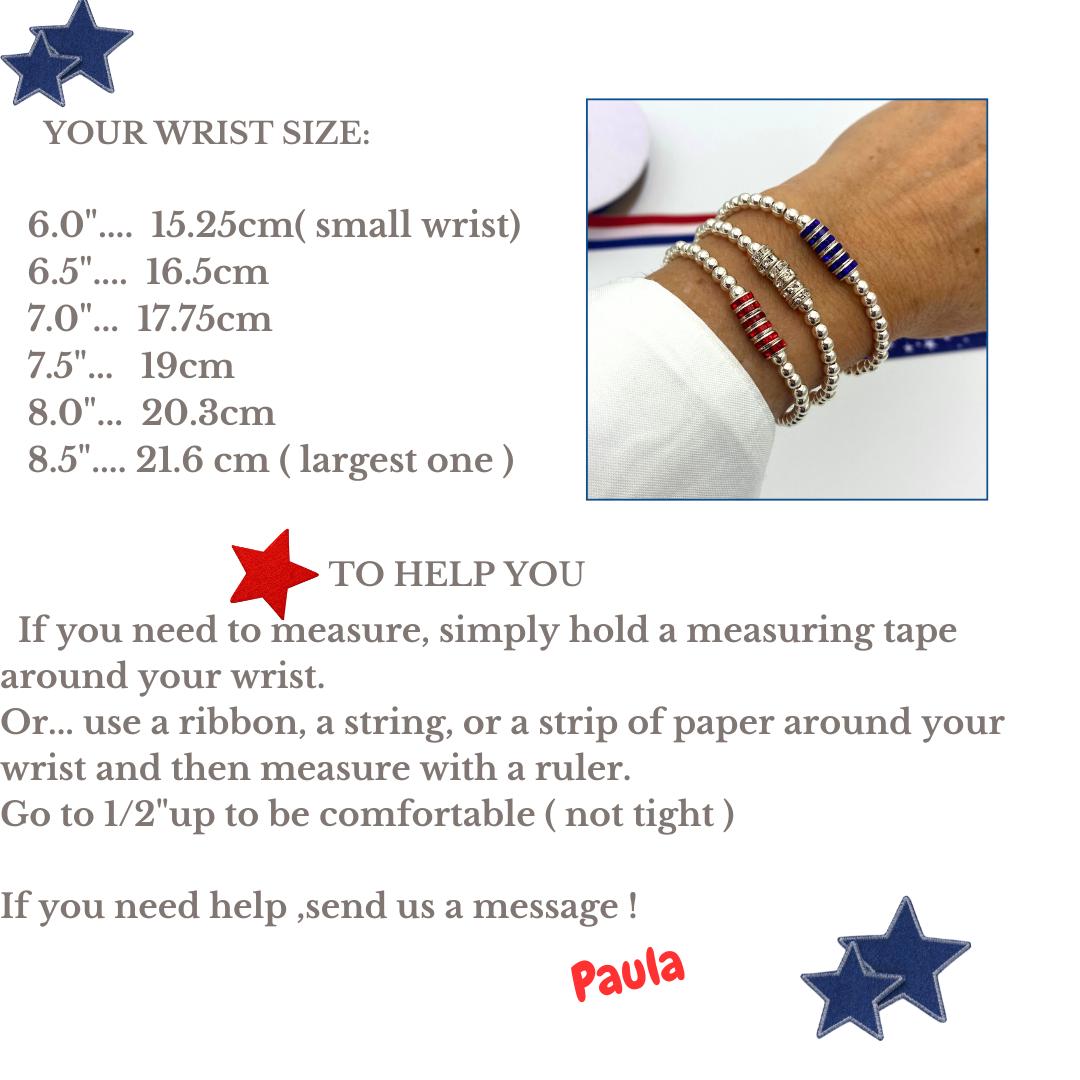 Red white blue bracelet set USA flag crystal jewelry 4th of July