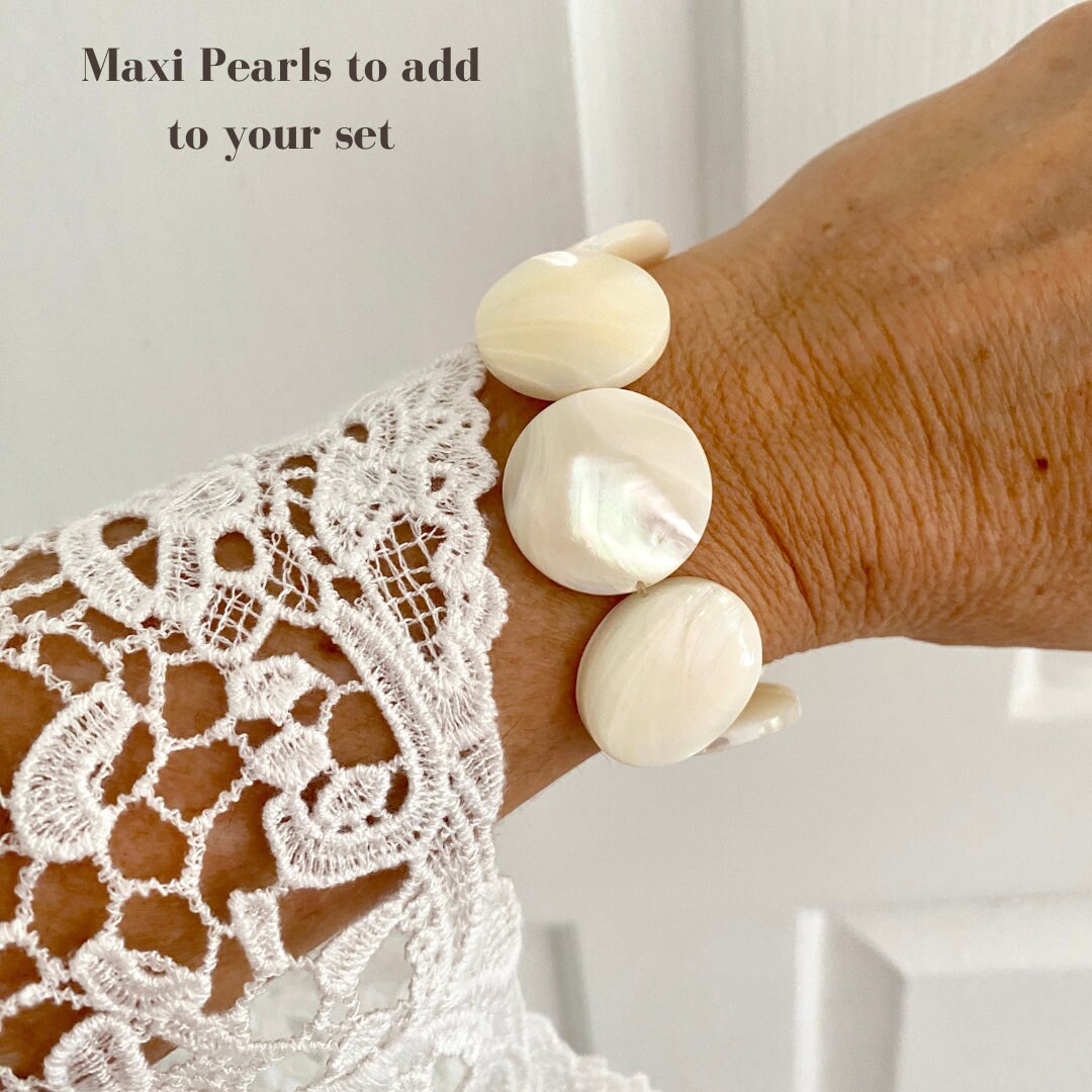 Sterling silver pearl beaded bracelet stretchy wedding jewelry set bridesmaid meaning friendship gift