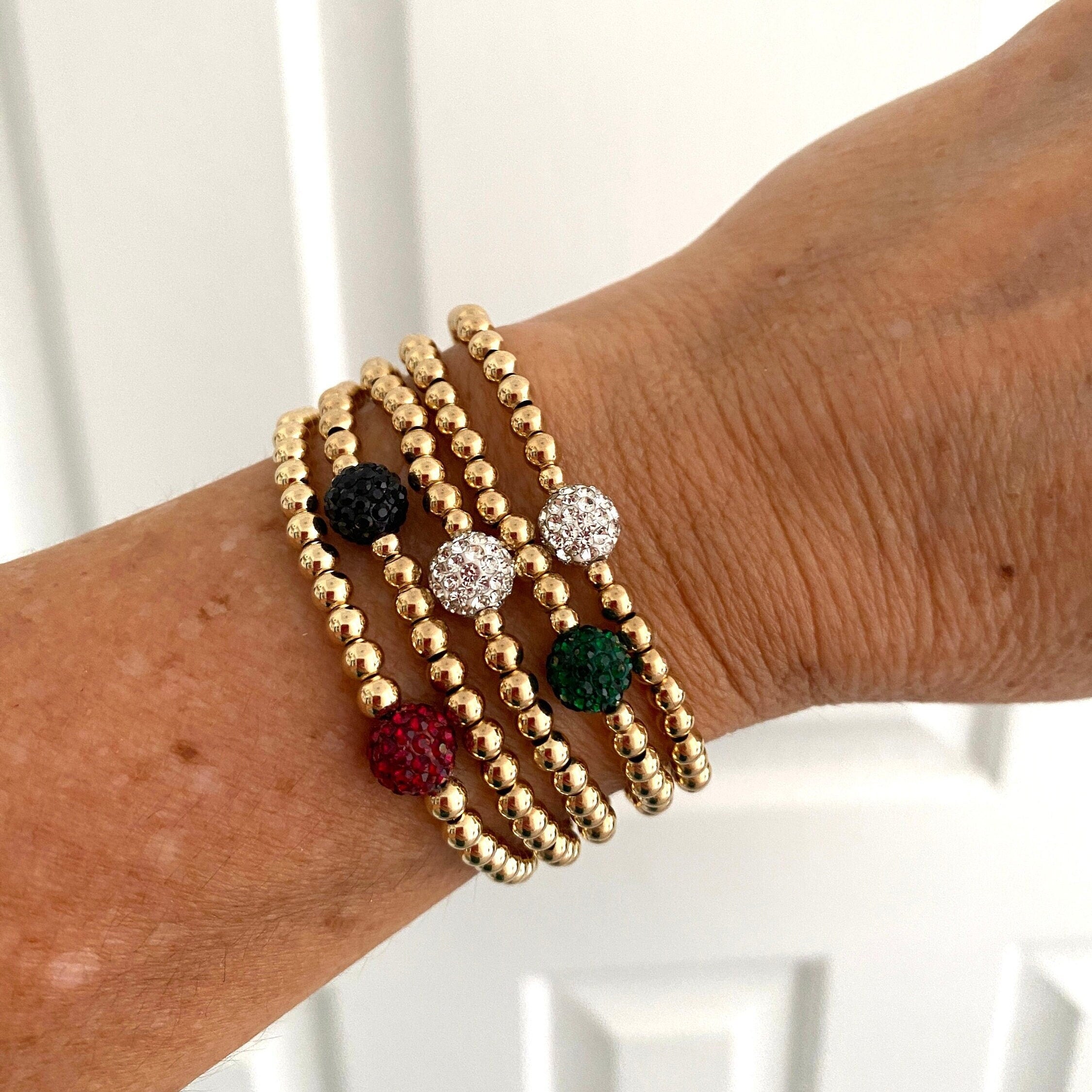 Gold Filled and Colorful Rhinestone Crystal Bracelet Set