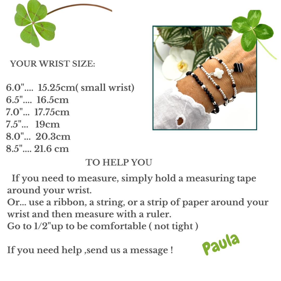 Sterling silver flower charm bracelet black and white jewelry gift for mom classic floral piece for her