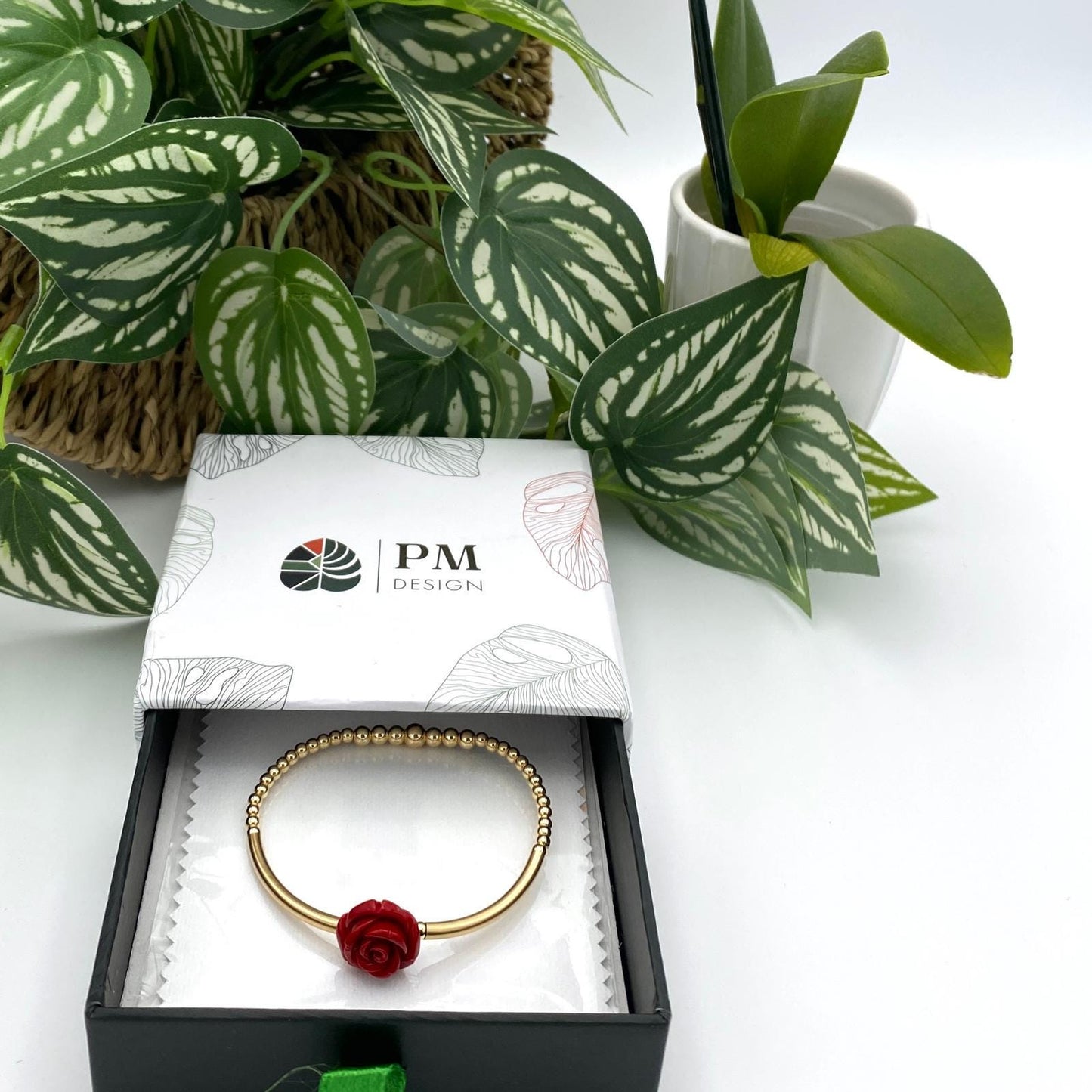 Gold filled flower bracelet spring colors dainty rose jewelry gift for women birthday or mom present